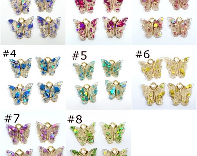 4pc 14x12mm zinc alloy with acrylic butterfly pendant- pls pick a color