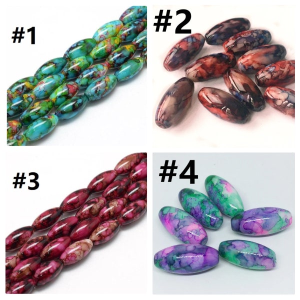 10pc 22x10mm Oval shape Baking Painted Glass Beads-Pls pick a color