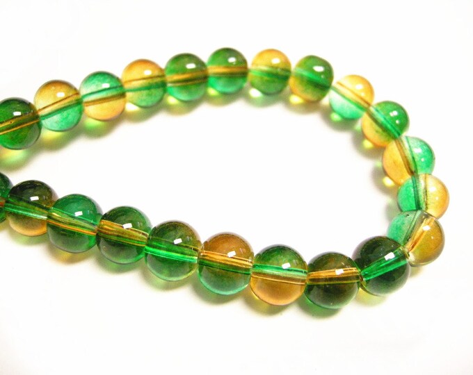 50pc 8mm Spray Painted Transparent Glass Beads-8870