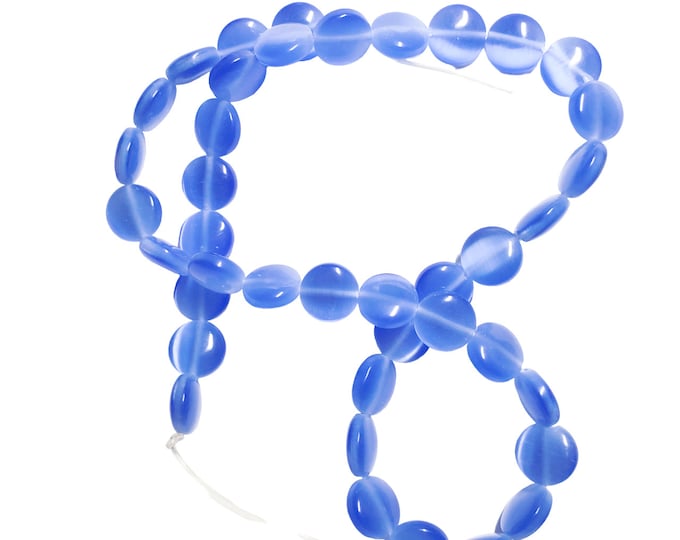 1 strand 10mm flat round cat eye glass beads(39pcs)