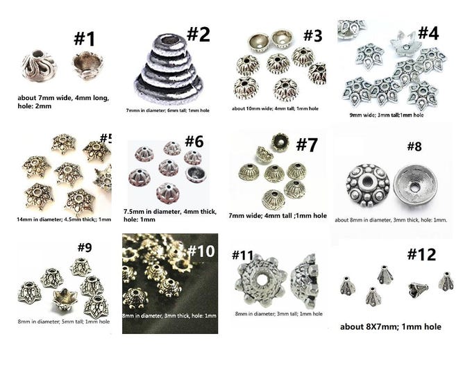20pc  antique silver finish metal bead caps-pls pick a style