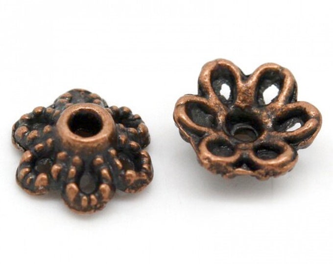 50pc 6mm antique copper finish metal beads caps-OFF111
