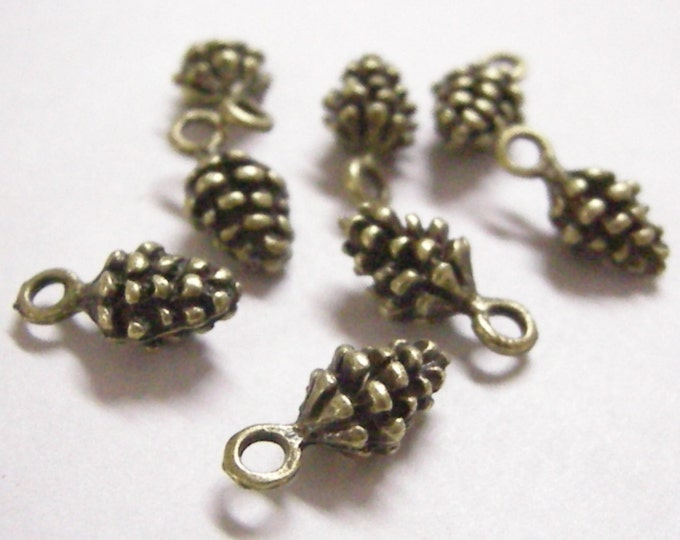 20pc antique bronze finish 13x7mm metal pinecone charm- 6227