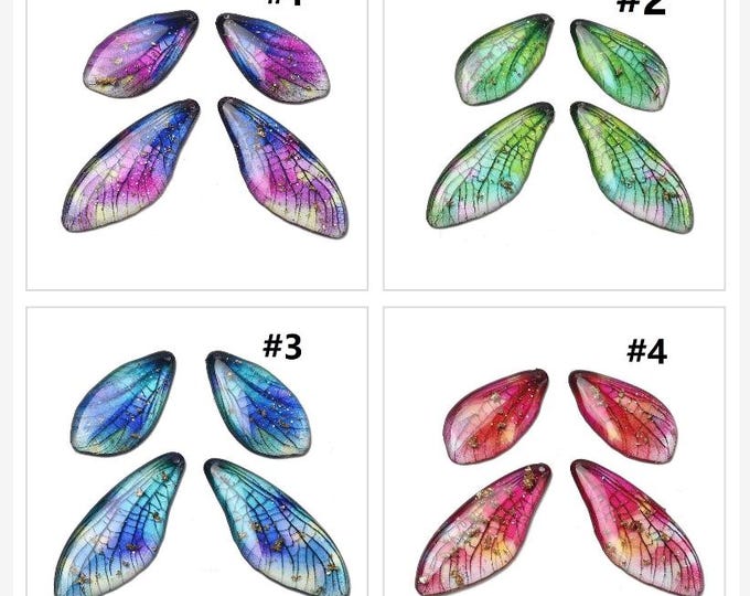 4pcs set resin made insect wing charms-pls pick a color