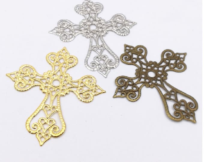 10pc 60x54mm filigree cross shape Jewelry DIY Components Findings R293-pls pick your color