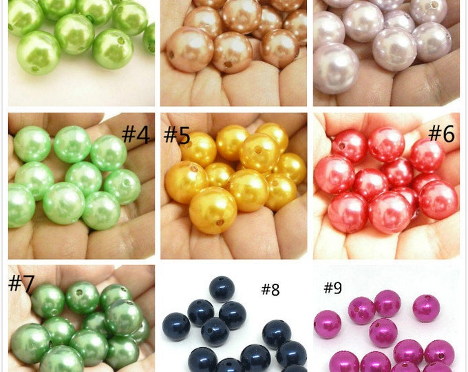 12pc 14mm Imitation Pearl Style Acrylic Round Beads-pls pick a color