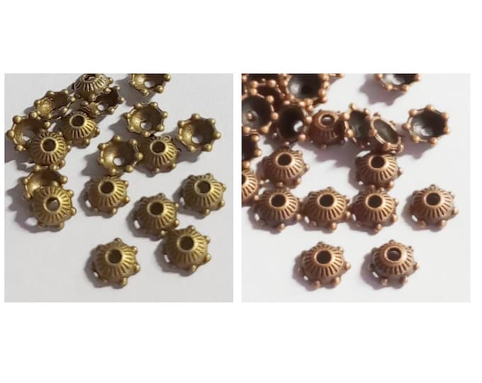 50PC 6mm antique  finish metal bead caps -pls pick a color
