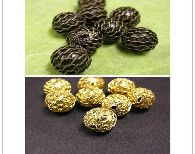 8pc  9mm Brass Beads(wire wrapped)-pls pick a color