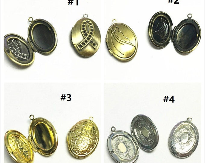 2pc 24x16mm photo locket pendant-pls pick a pattern