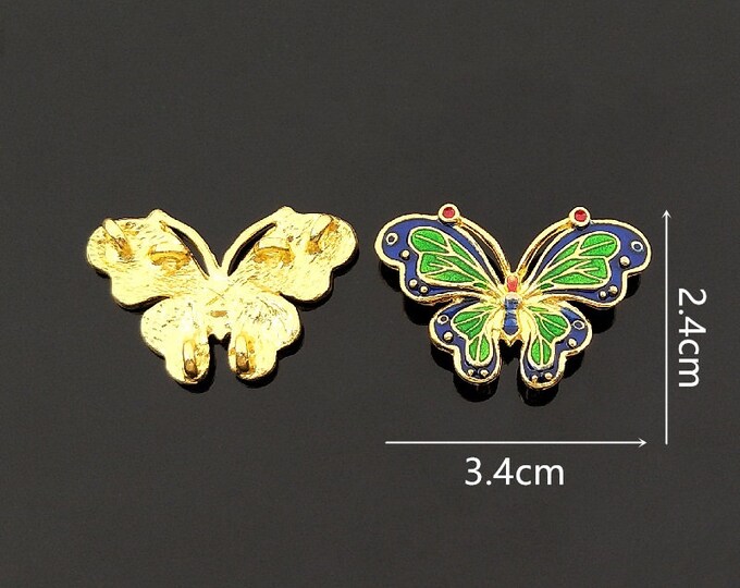 2pc gold finish with enamel butterfly findings-Pls pick a color