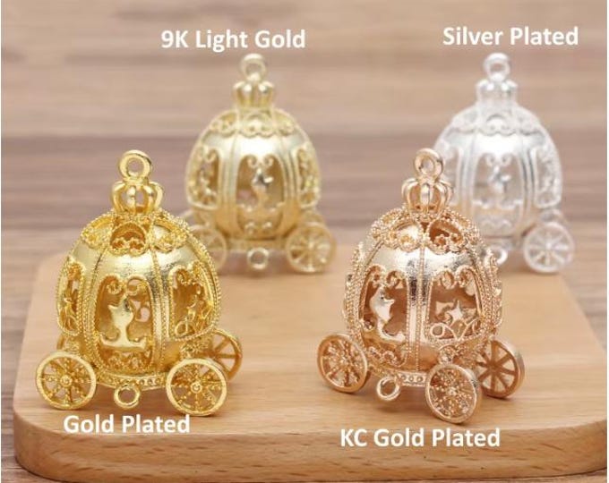 2pc Alloy Hollow Pendant Pumpkin Carriage Lantern Pendants-pls pick a color