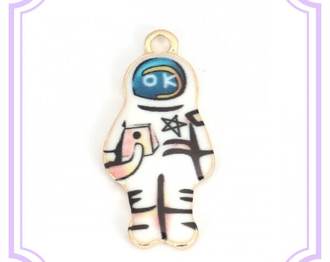 4pc 23x11mm metal with enamel Galaxy Astronaut Spaceman charms-FZ144