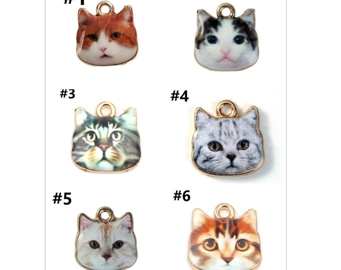 4pc  13mm zinc alloy  with enamel cat pendant-pls pick your color