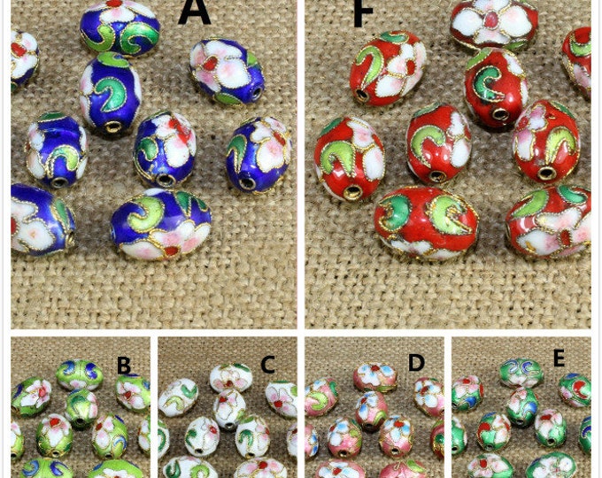 4pc 14x9mm oval shape Cloisonne beads 4m521- pls pick a color