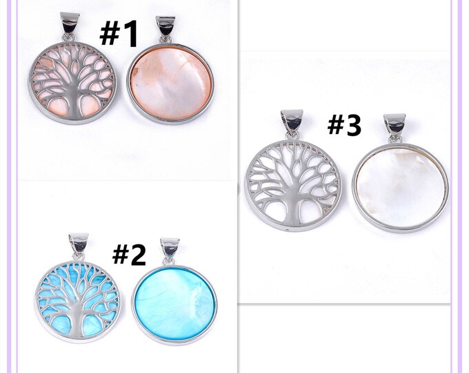 1pc Freshwater Shell Tree Of Life Pendant pendant-pls pick a color