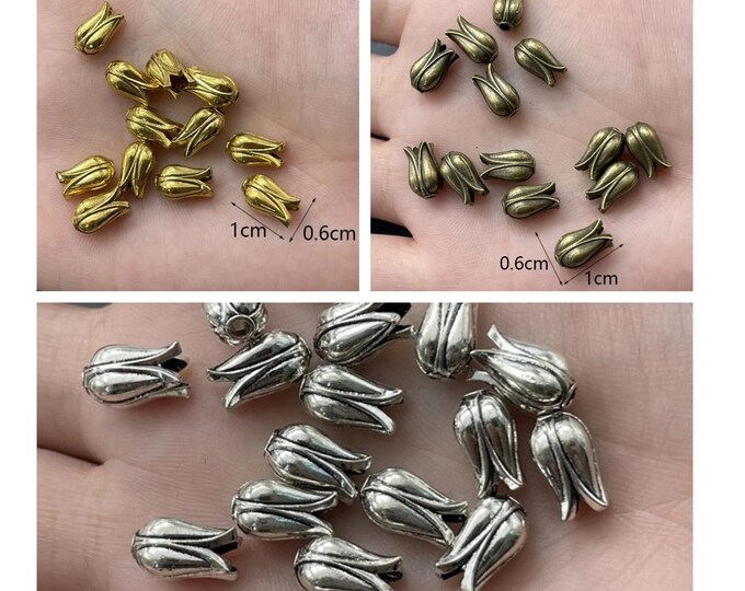 12pc 10x6mm Metal Flower Bead Caps/Tassel Caps -Pls pick a color