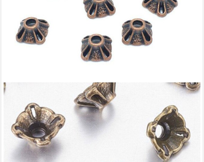 20pc 7mm antique finish metal bead caps-pls pick your color