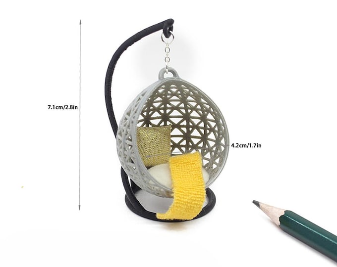Miniature Hanging Egg Chair with Cushion – 1pc Dollhouse Furniture