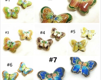 2pc 23x17mm handmade butterfly Cloisonne Beads-pls pick a color