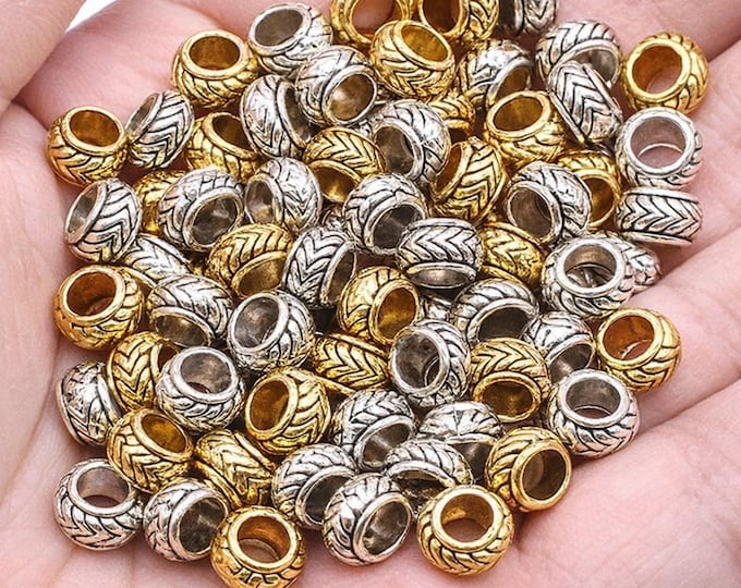 20pc 7x4.5mm rondelle shape large hole metal beads-pls pick a color