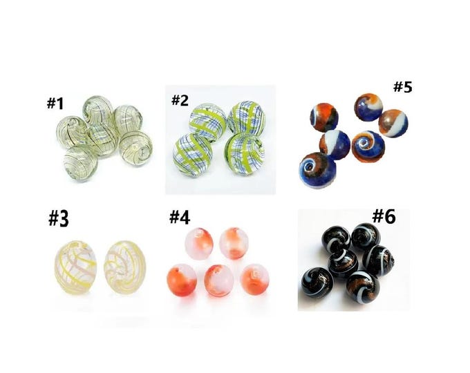 6pc 12-13mm round hollow hand blown glass beads -pls pick a color