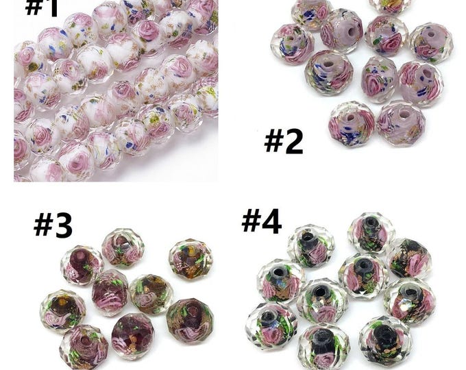 10 Pcs, Faceted Rondelle, Murano Glass, Lampwork Glass, 12x8mm beads-pls pick a color