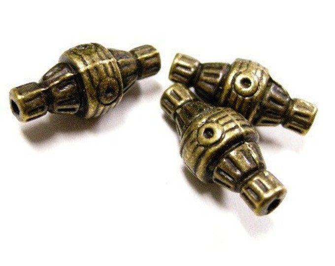 4pc antique bronze finish metal fancy bead-4350