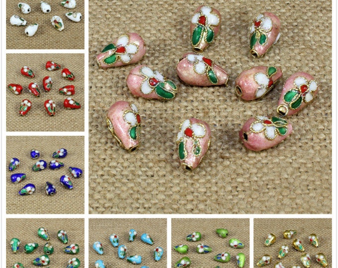 2pc 12x8mm teardrop shape handmade  Cloisonne Beads-pls pick your color