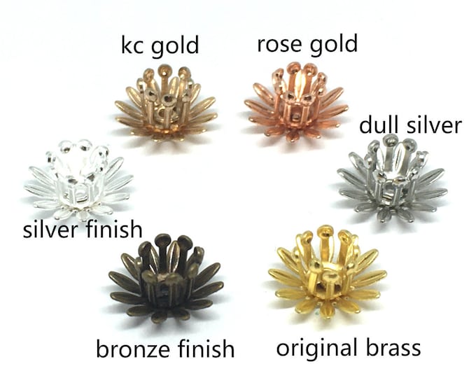 10pc 11mm Daisy Flower brass made filigree bead caps-pls select your own color