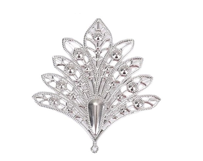 8pc 79x75mm platinum look filigree pendants-FM110