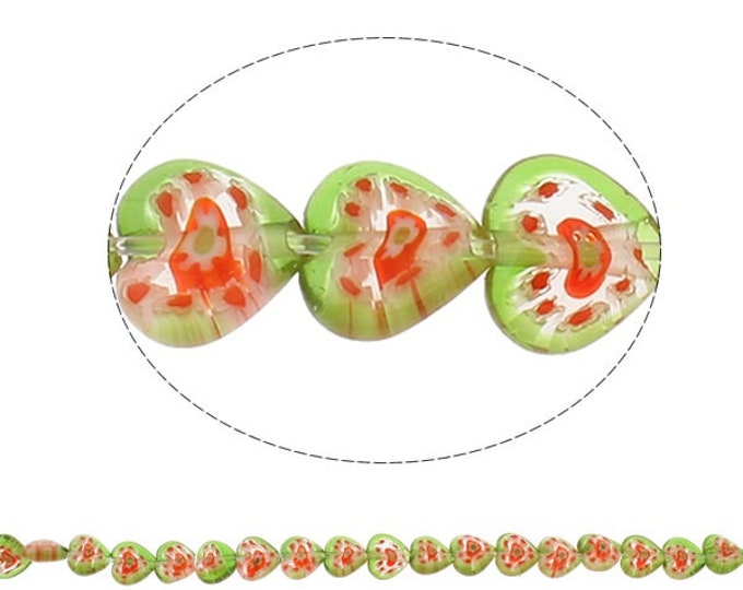 10pc 8mm Millefiori Hear Shape Small Glass Beads
