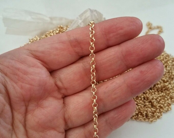 wholesale 50 meter 3.2mm rolo chain- gold finish
