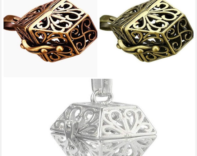 2PC fancy  metal prayer box pendant-pls choose own color