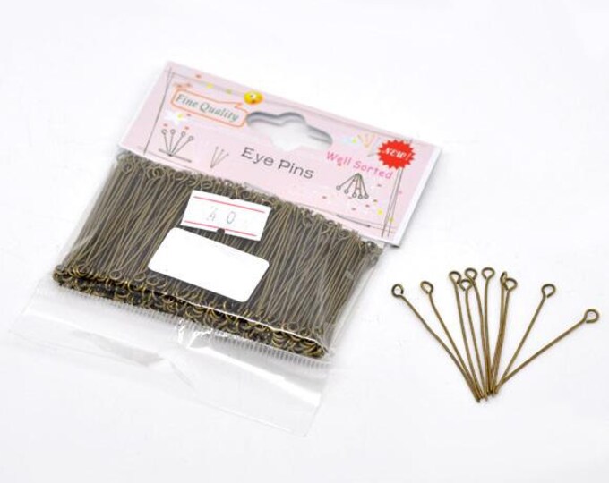 1 Packet(300PCs) Well Sorted Antique Bronze Eye Pins 4cm(1-5/8")-1080