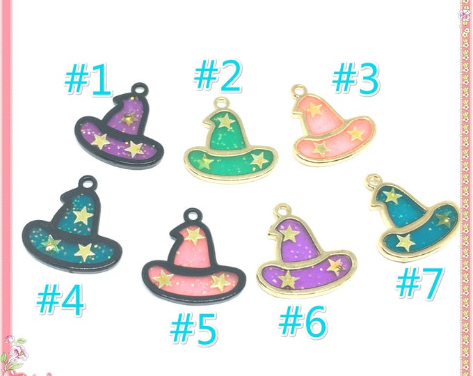 4pc  20x19mm Wizard Hat enamel pendants FJ99-please pick a color