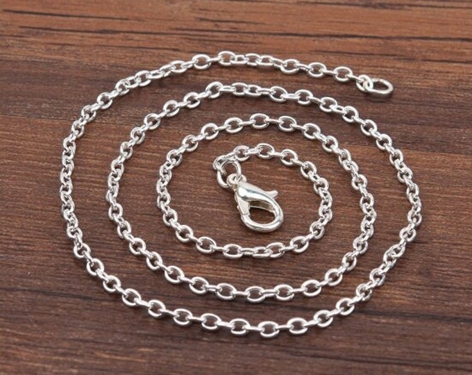Wholesale 12 of 16 6/8" silver finish small link iron necklace chain-fz142