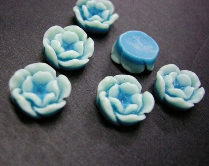 6pc Blue Resin Flower Cabochon-3516