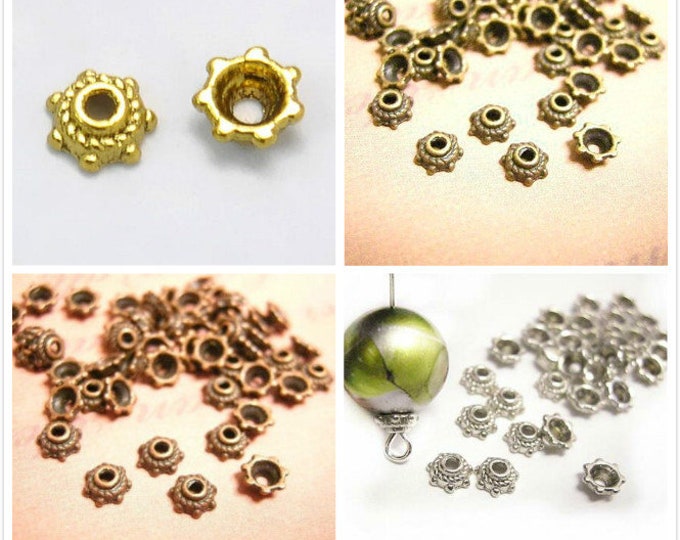 50PC 5mm antique  finish metal bead caps-pls pick a color