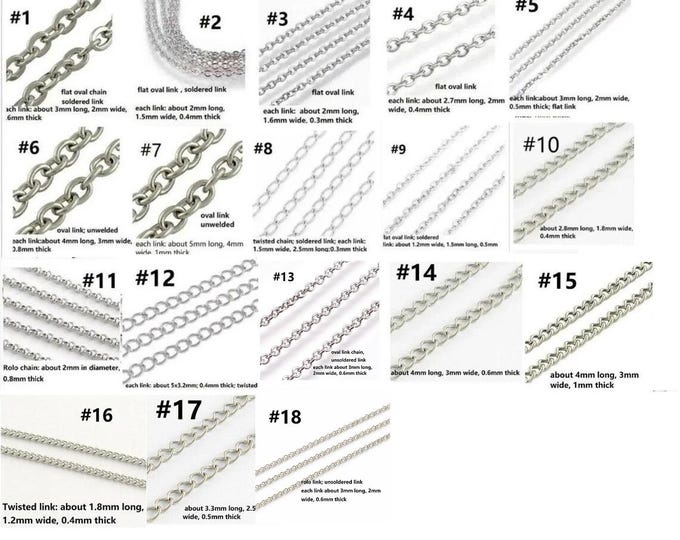 2 meters  stainless steel Made link chain-pls pick a style