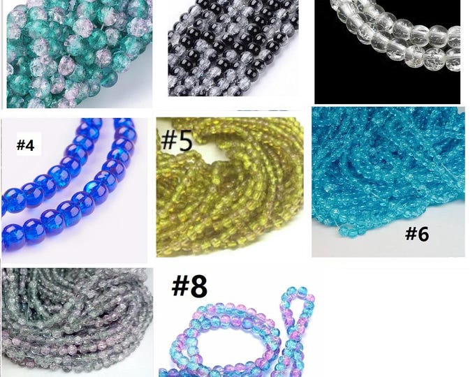4 strands(840 pcs) 4mm  round crackle glass beads-pls pick a color