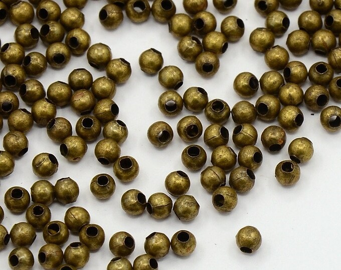 100pc 2.2mm iron made metal bead/spacers antique bronze finish-7365
