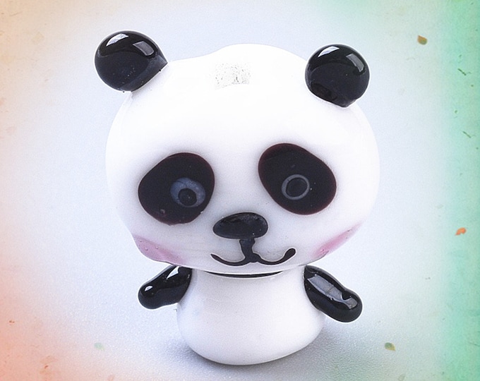 1pc 18x15mm handmade lampwork glass small cute panda bead- FN46