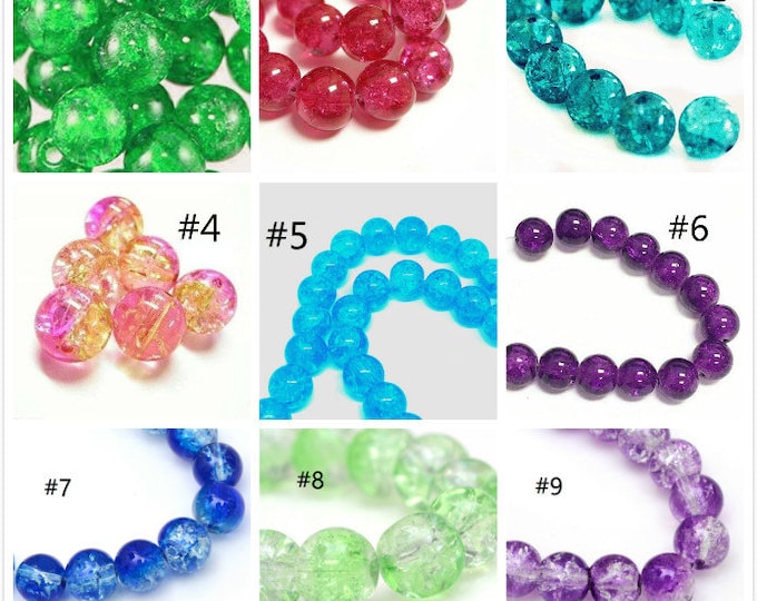 12pc 10mm round crackle glass round beads-pls pick your color