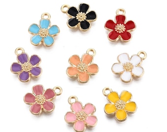 6pcs 16X13mm  flower metal with enamel pendants-pls pick a color