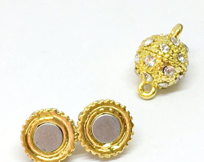 2 sets gold finish alloy with rhinestones magnetic clasps-LL1343