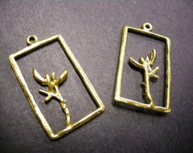 4pc antique gold finish metal alloy tree pendant-3534