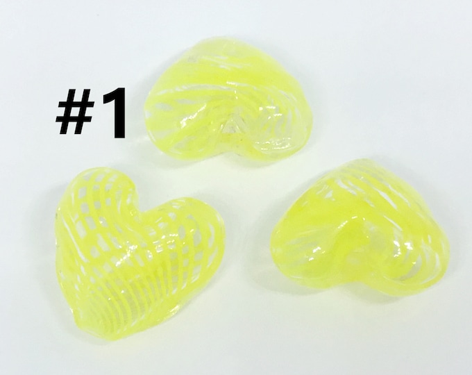 4pc heart shape handmade blown glass small fancy beads