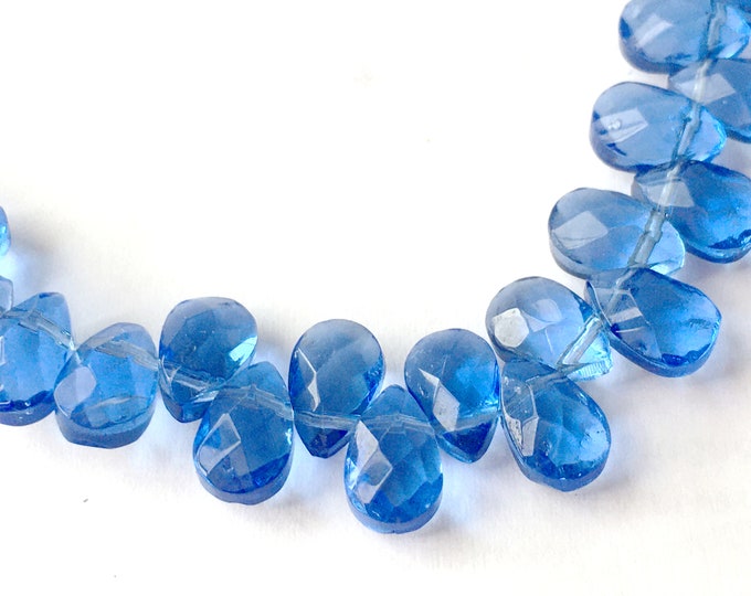 20pc 9x6mm flat teardrop shape  faceted glass beads-7015
