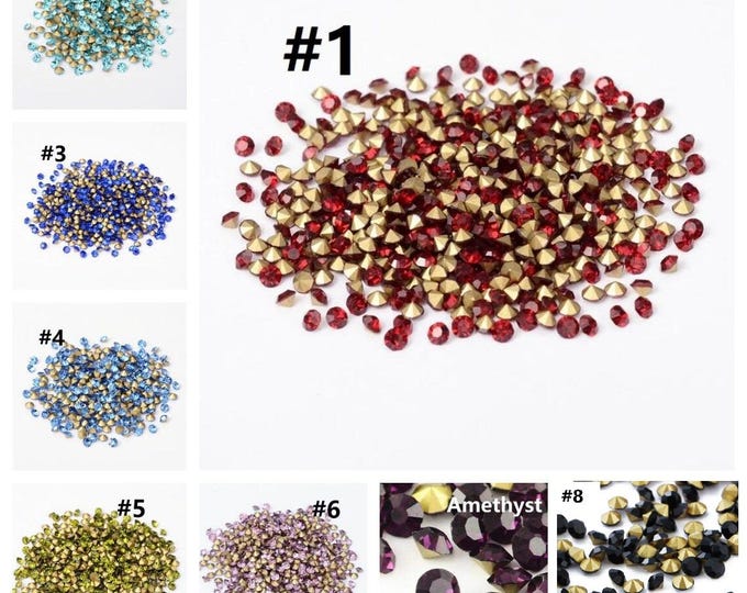 Wholesale 1440pc Machine Cut Pointed back Foil Rhinestone 2.7-2.8mm SS10-pls pick a color