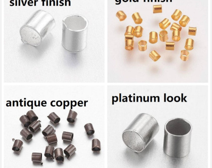 100pc  Crimp Tube Style  Stopper Metal Bead 2mm-pls pick a color